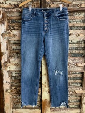 Kut from the Kloth Blue High-Rise Ankle Straight Button-Fly Reese Jeans, 6
